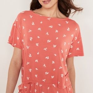 NWT Old Navy Loose Sunday Sleep Ultra-Soft Pajama Top Women's XS Coral Floral